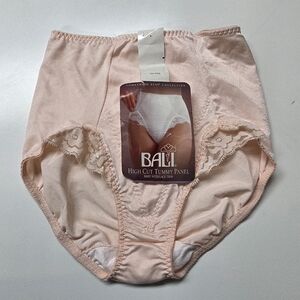Vintage Bali High Cut Tummy Panel Lace Trim Control Top #8706 Pink Size Large